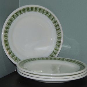 Vintage Pyrex Darby Green Patterned Plates *set of 4*